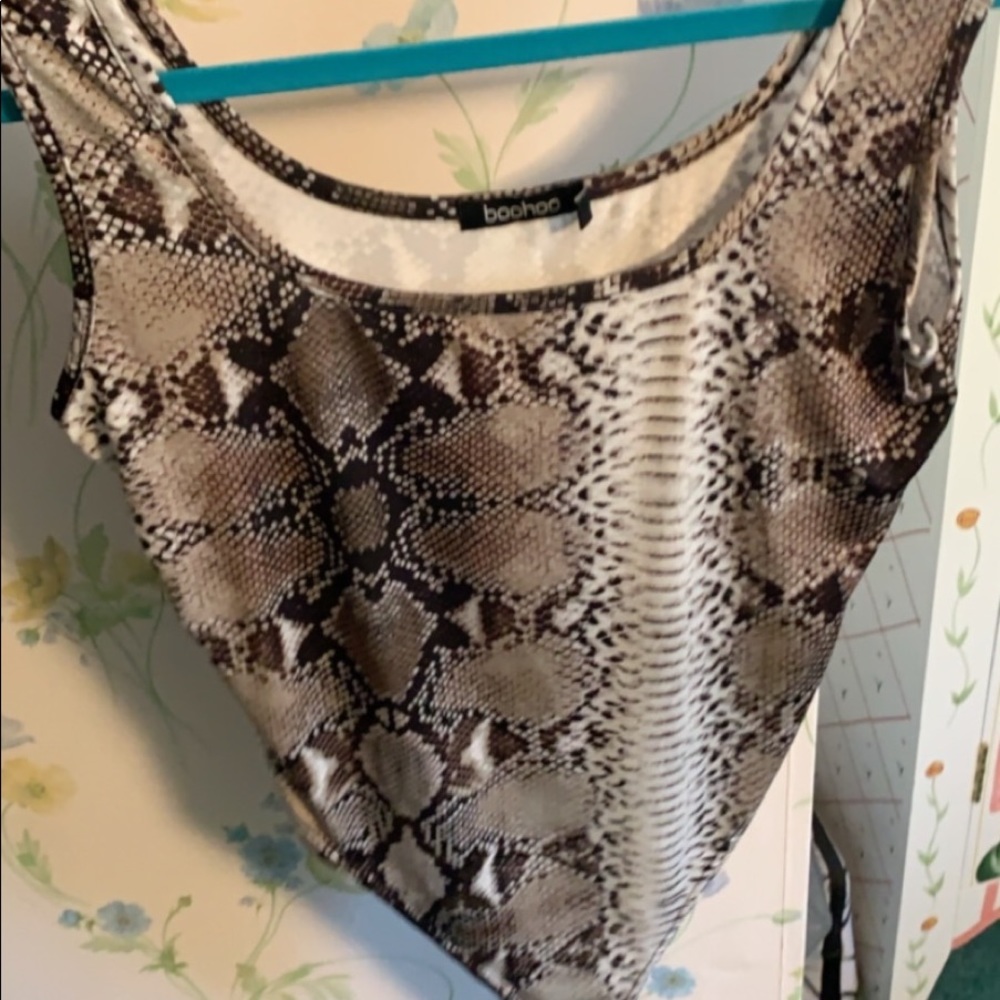 Snakeskin silk body suit